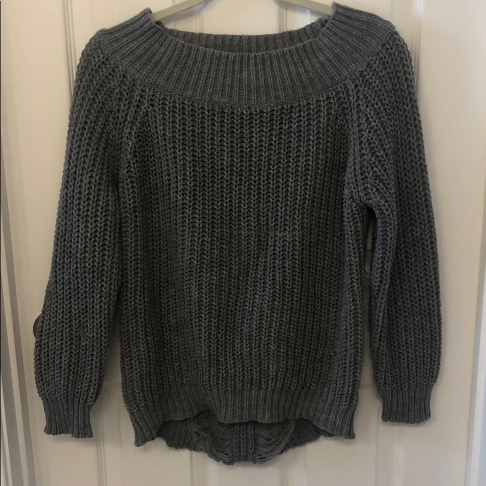 Gray Distressed Sweater